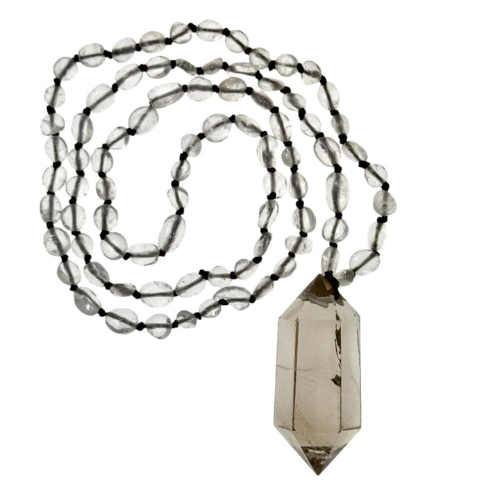 Clear Quartz Necklace Crystal Pendant - Beaded Necklace
