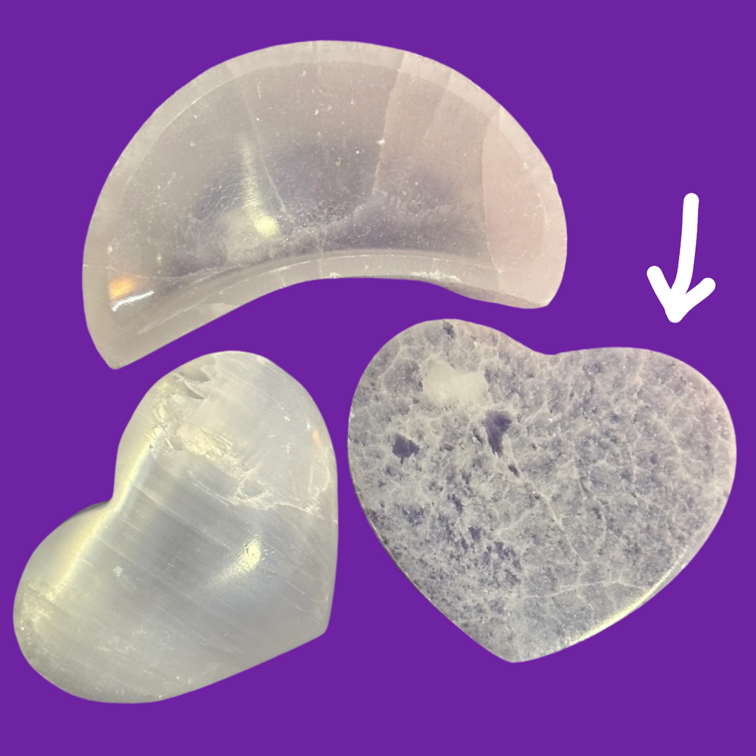 Selenite Crystal Heart Charging Plate - Clears & Charges Crystals - Home Decor