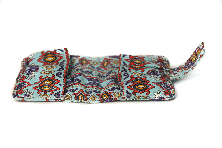 Roller Bottle Soft Travel Case - Blue Native Pattern - Holds 10, 10ml roller bottles