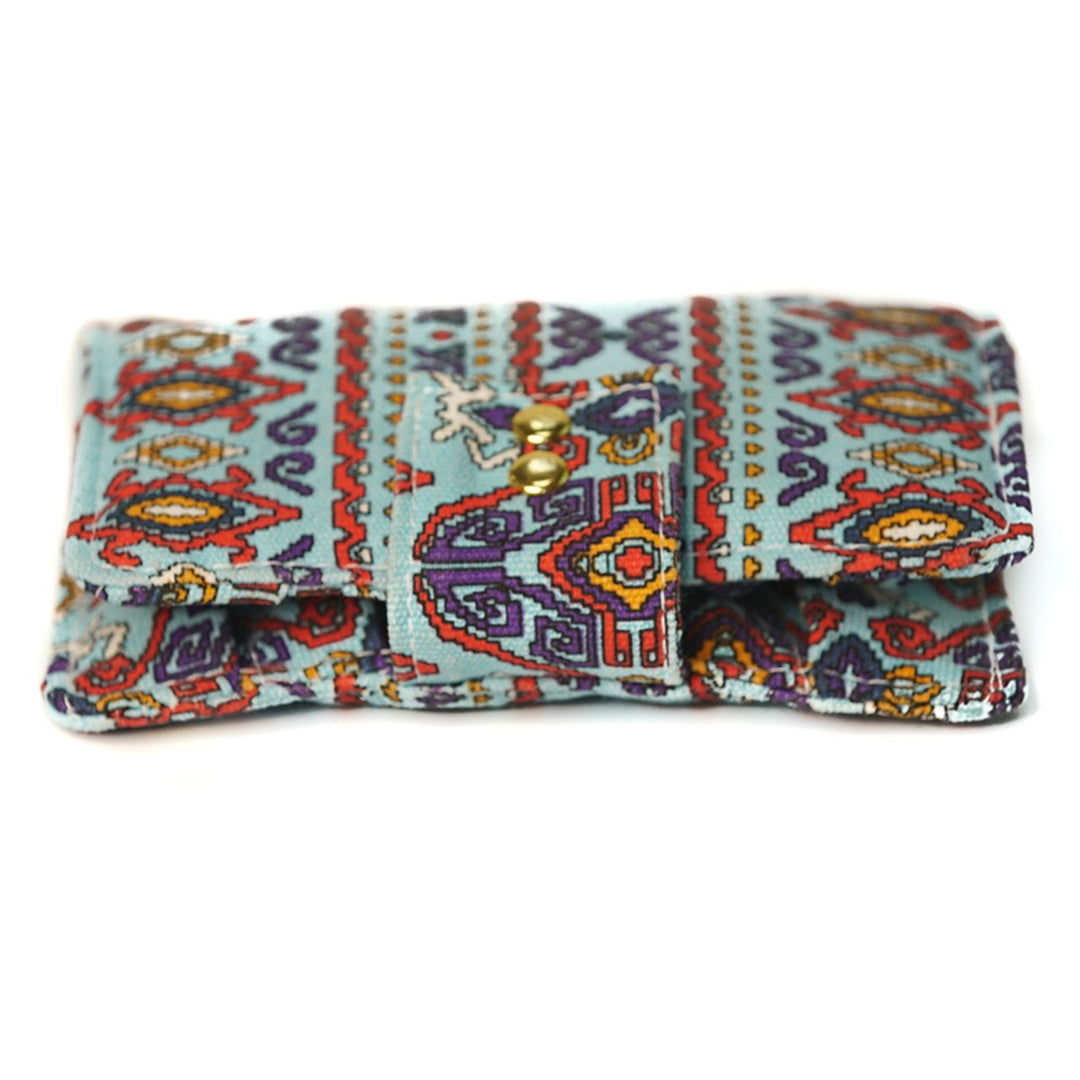 Roller Bottle Soft Travel Case - Blue Native Pattern - Holds 10, 10ml roller bottles