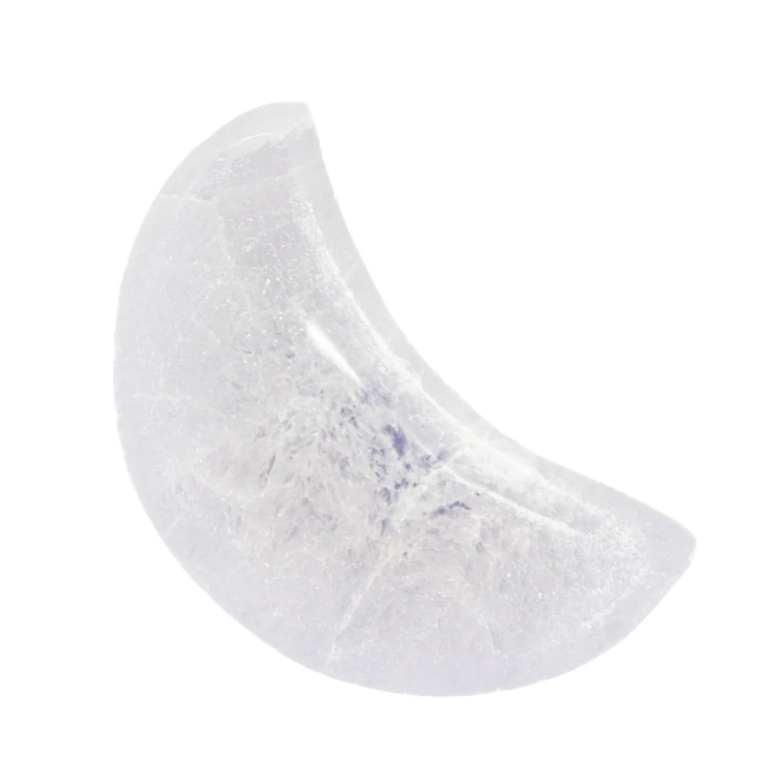 Selenite Crystal Crescent Moon Bowl - Holds & cleanses your crystals and jewelry