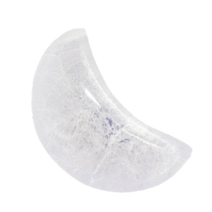 Selenite Crystal Crescent Moon Bowl - Holds & cleanses your crystals and jewelry