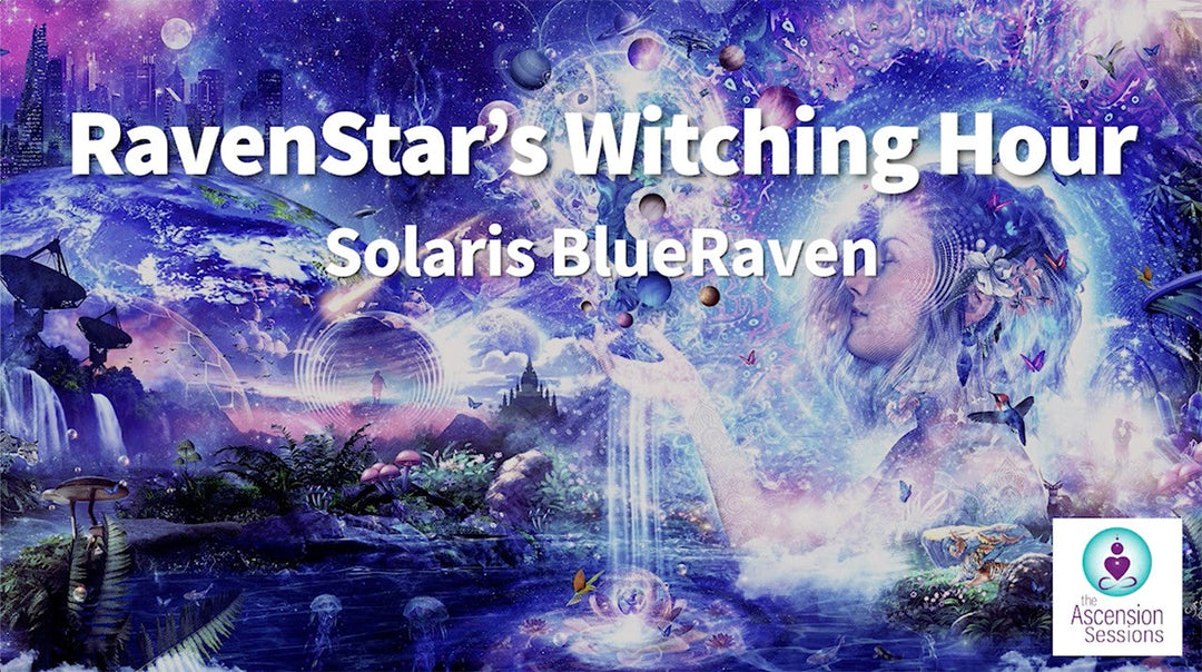 Fantasy cosmic landscape with ethereal woman, glowing planets, and mystical nature elements