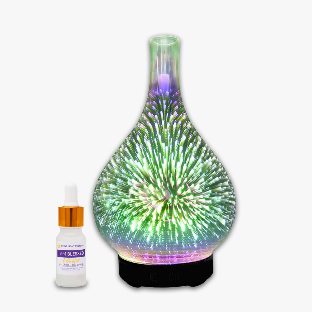 I Am Blessed Elixir & 3D Fireworks Diffuser Set - Aromatherapy