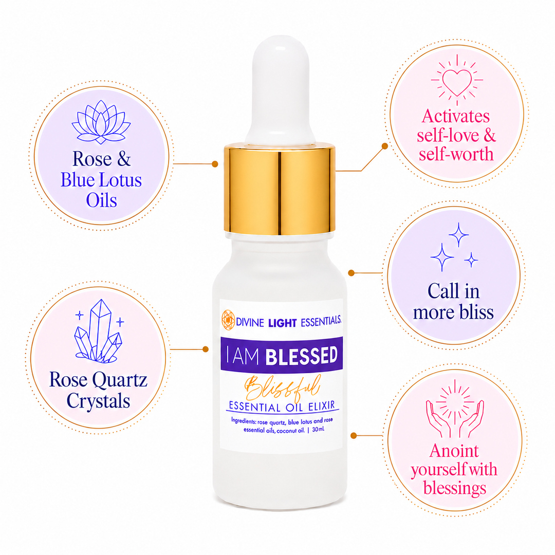 I Am Blessed Blissful Elixir – Frequency Lifter - Blue Lotus & Rose - Dropper Bottle