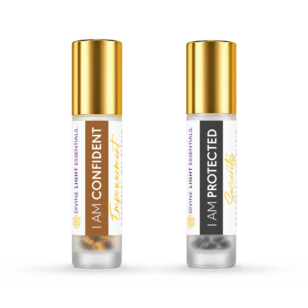 I Am Confident and I Am Protected elixir duo, front on white.