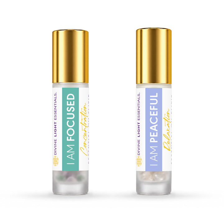 I Am Focused + I Am Peaceful Duo - Essential Oil Elixir Roller Bottles - by Divine Light Codes