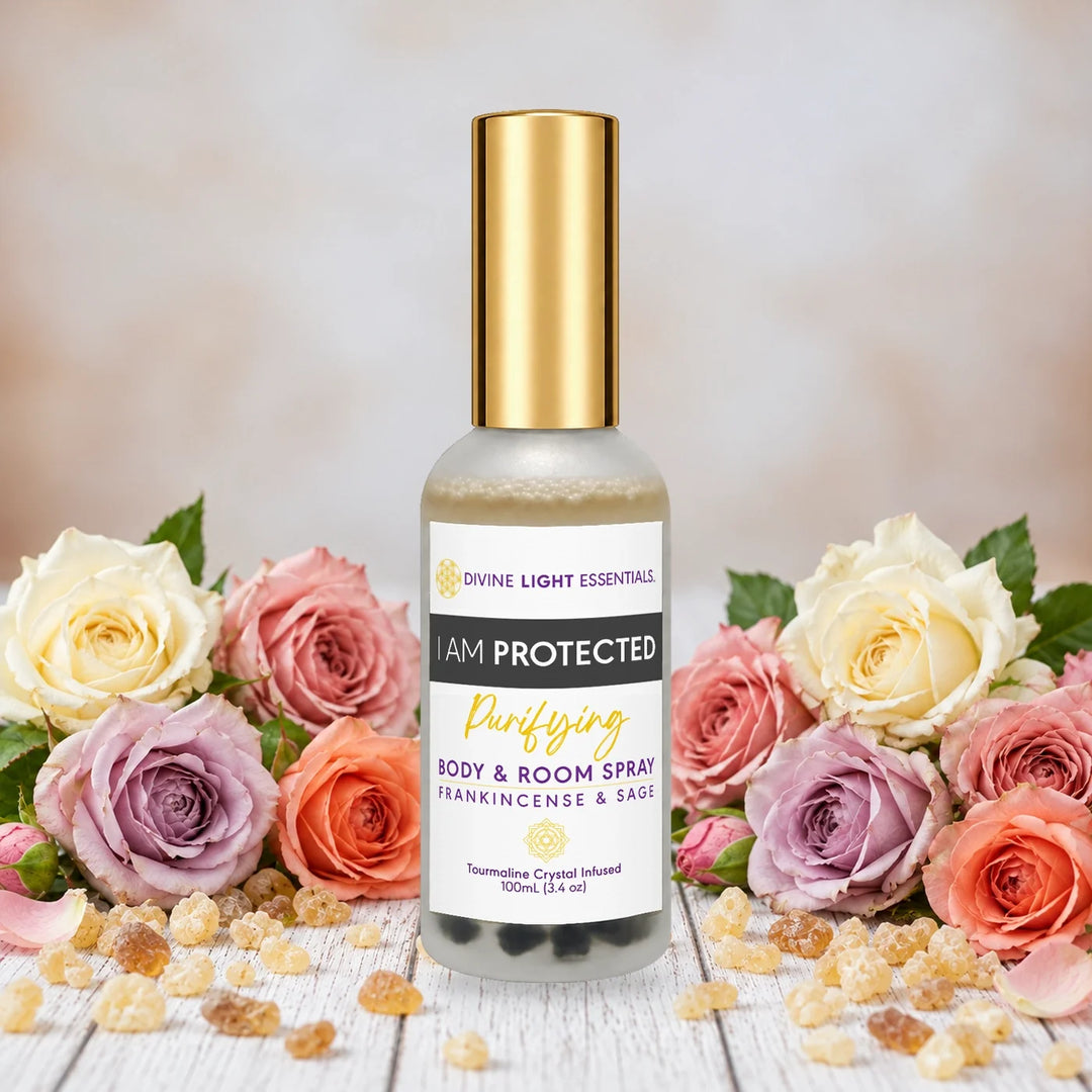 A bottle of Divine Light Essentials &