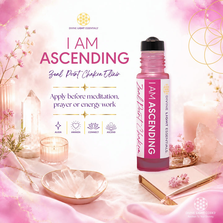 A pink roll-on essential oil bottle labeled &