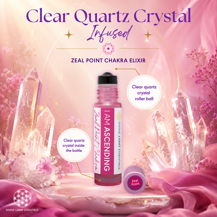 A pink and clear roller bottle labeled &
