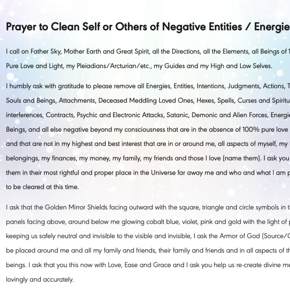 Prayer to Cleanse from Negative Entities - Digital Download PDF