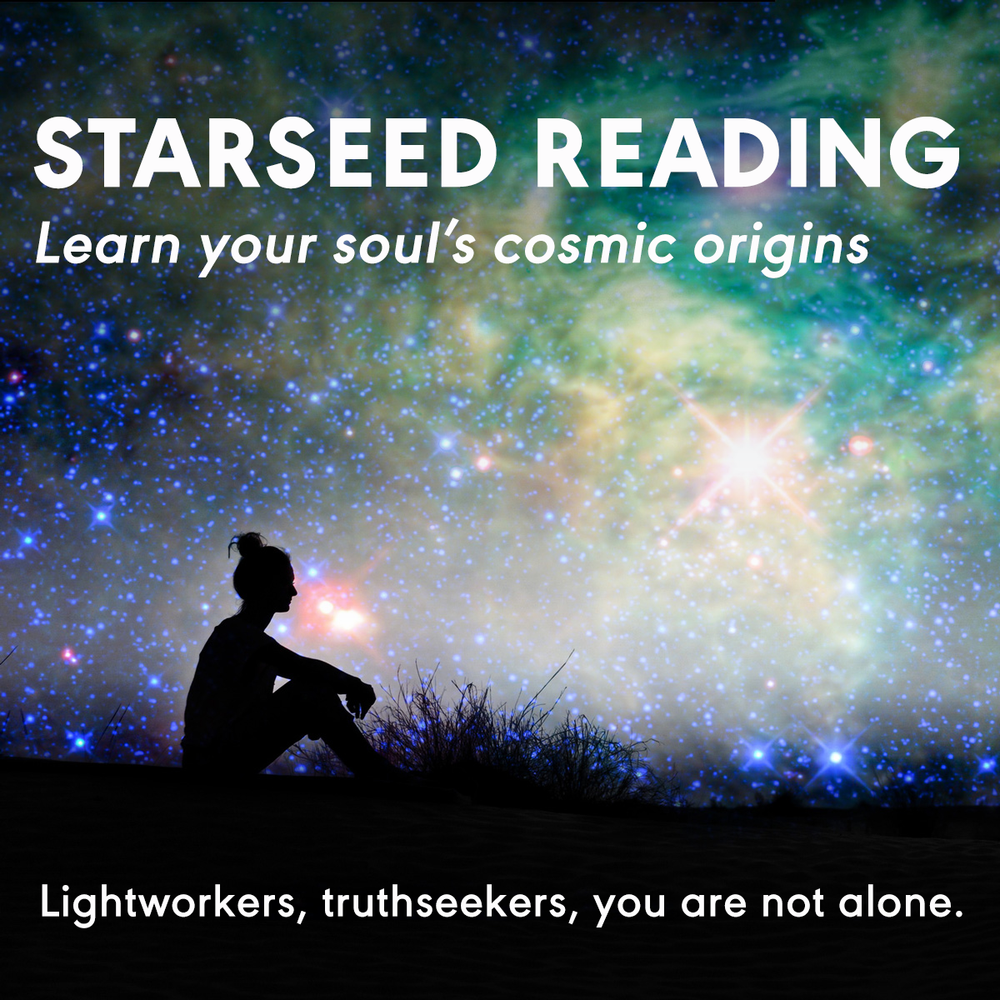 Silhouette of a person under a starry sky, promoting Starseed Reading for soul's cosmic origins and lightworkers.
