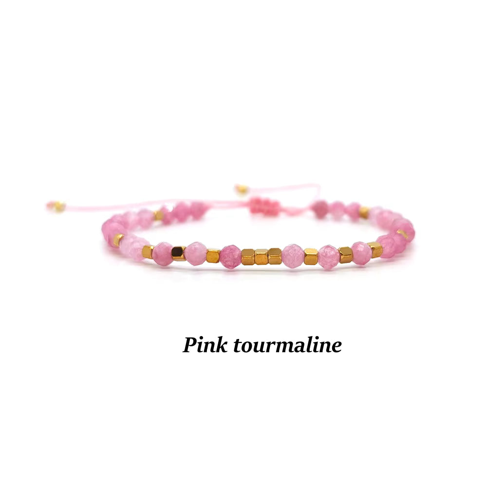 Adjustable Faceted Crystal Gemstone Bracelets - 4mm