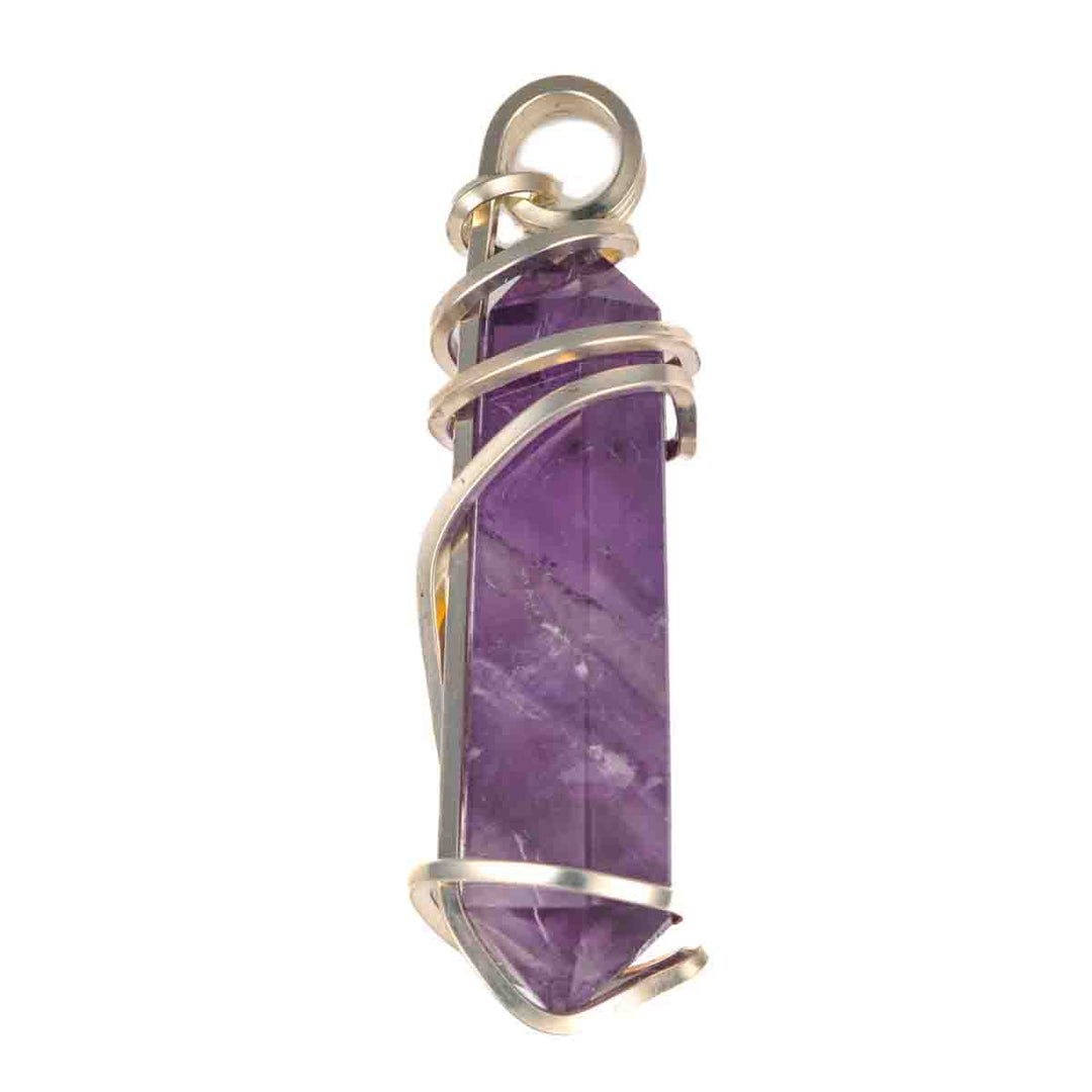 Amethyst Crystal Pendant Wrapped in Sterling Silver