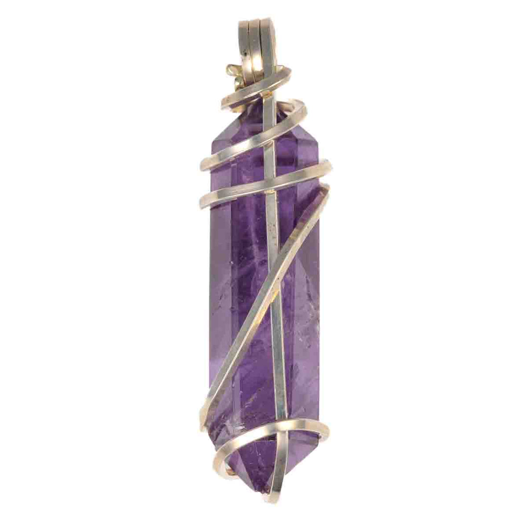 Amethyst Crystal Pendant Wrapped in Sterling Silver