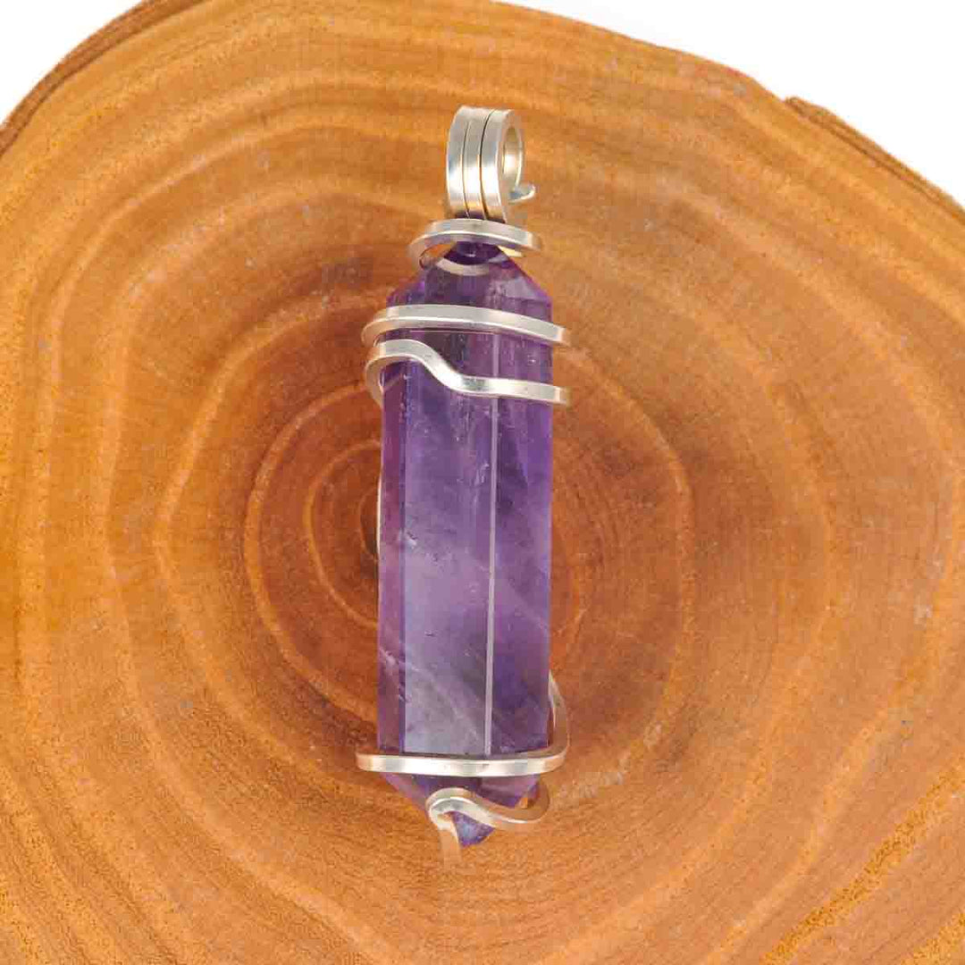 Amethyst Crystal Pendant Wrapped in Sterling Silver