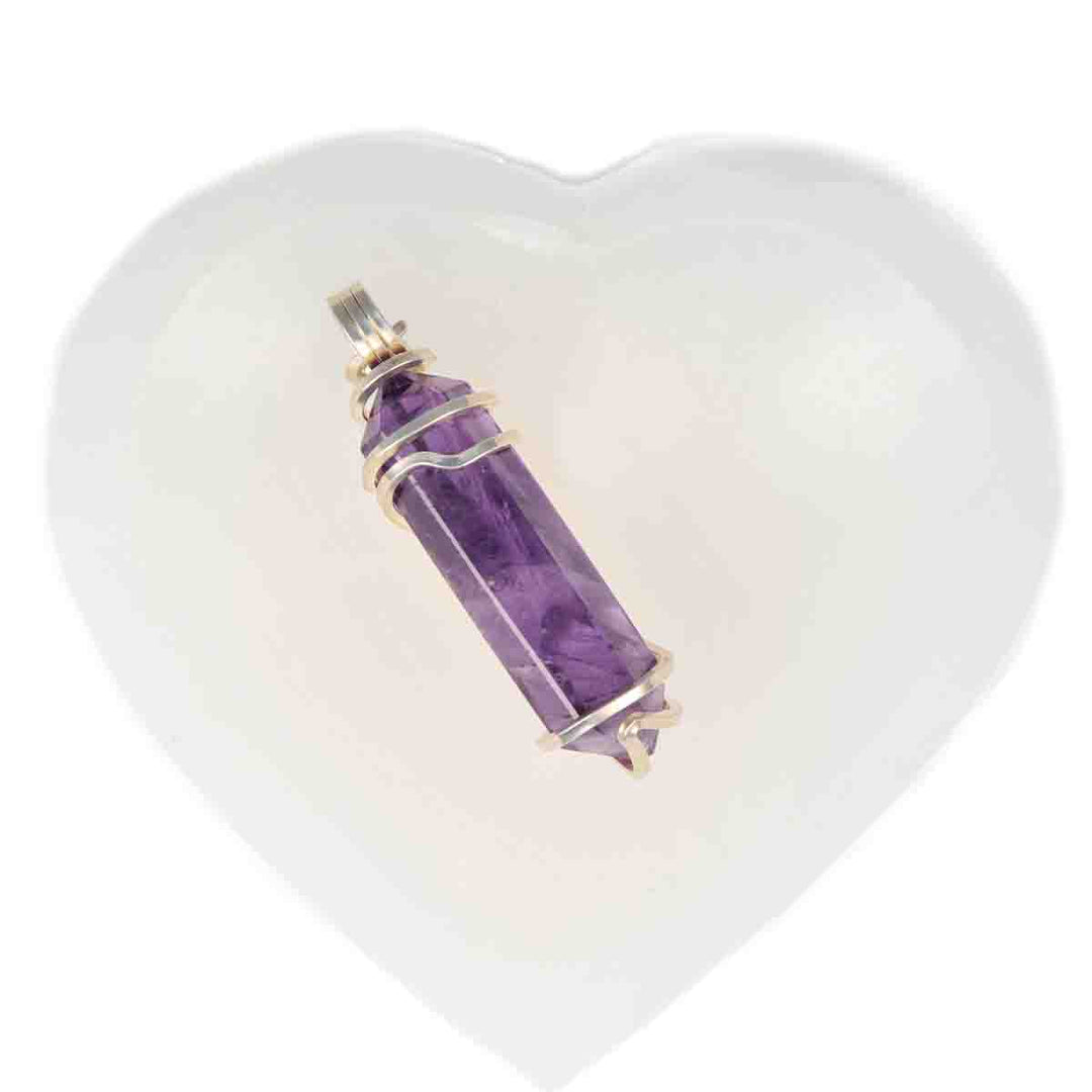 Amethyst Crystal Pendant Wrapped in Sterling Silver