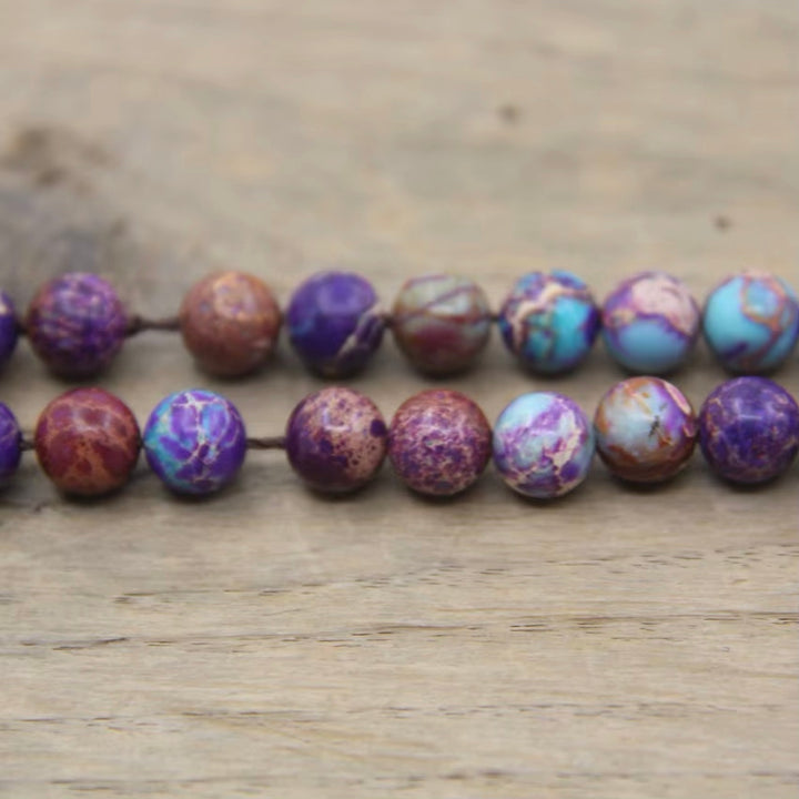 Amethyst Sea Sediment Jasper - Beaded Necklace - Protective & Healing