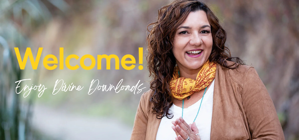 Cheri Arellano welcoming visitors to Divine Downloads