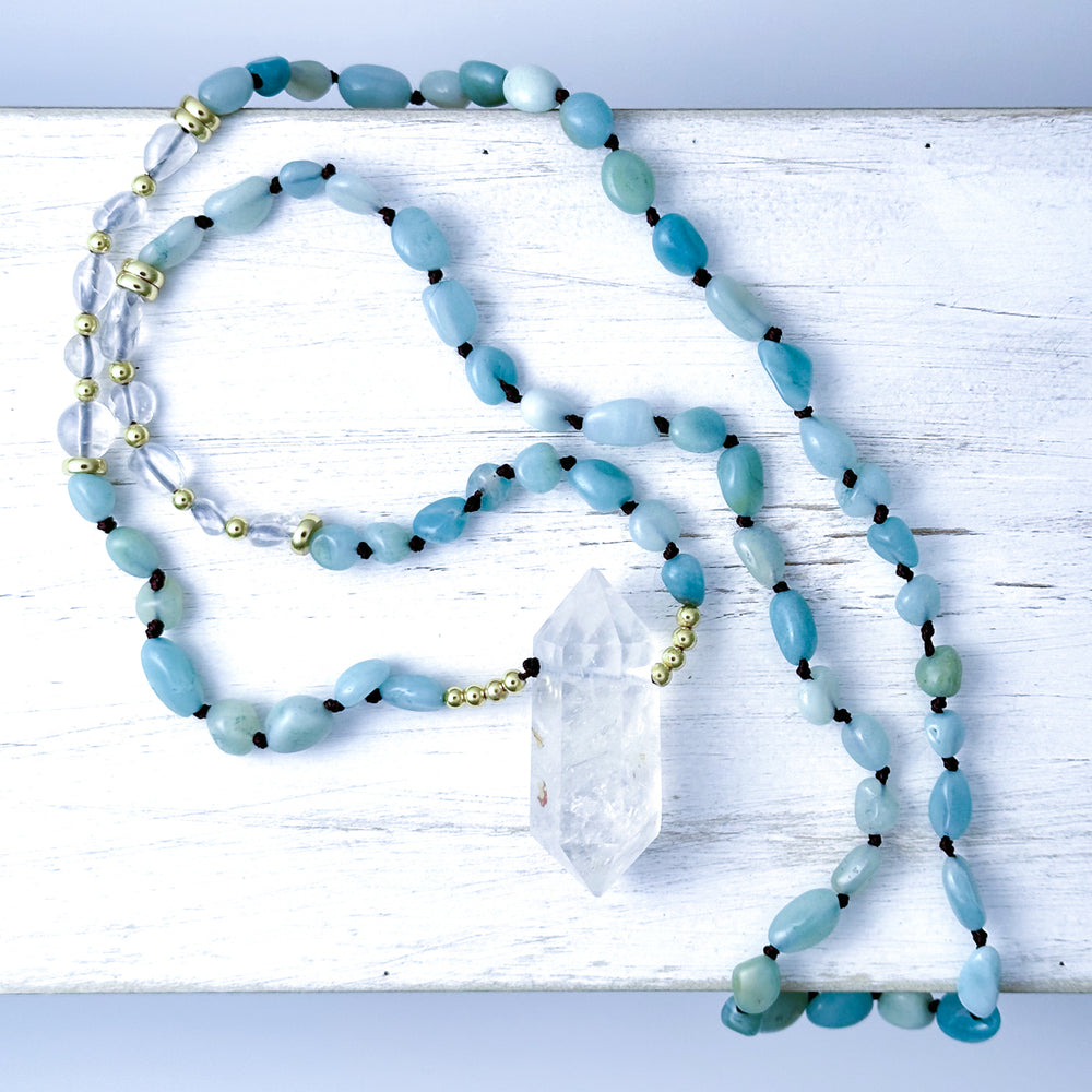 clear quartz & amazonite necklace