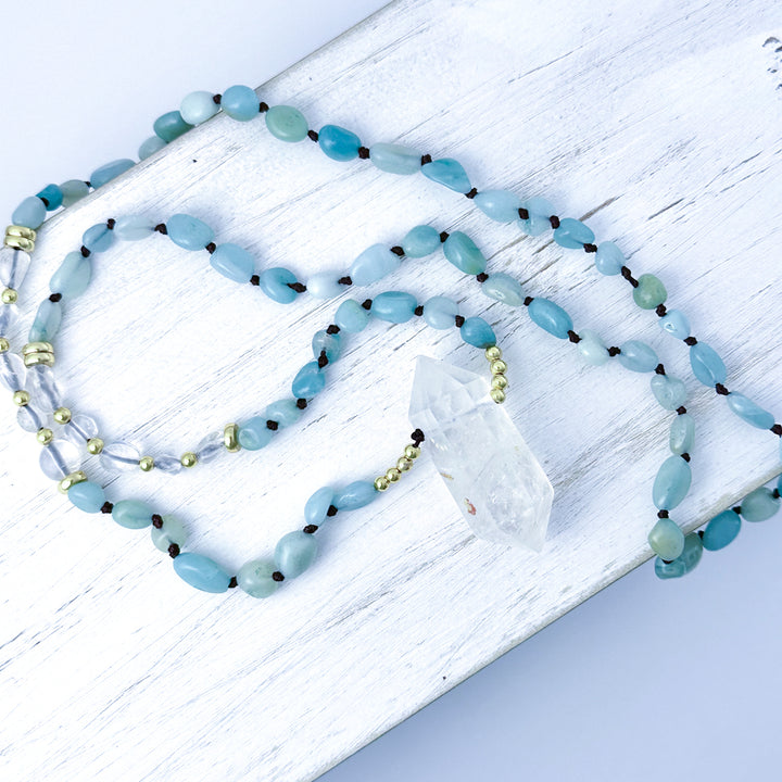 clear quartz & amazonite necklace