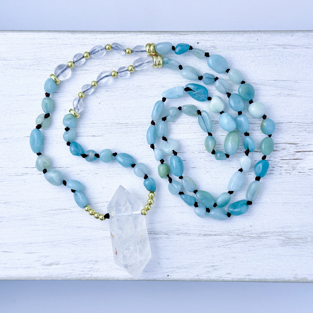 clear quartz & amazonite necklace