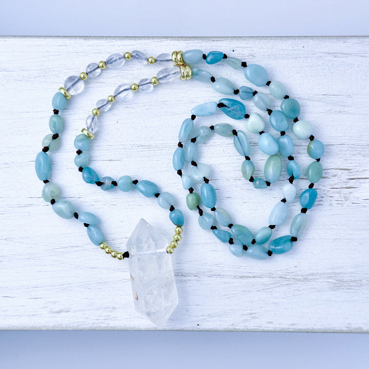 clear quartz & amazonite necklace