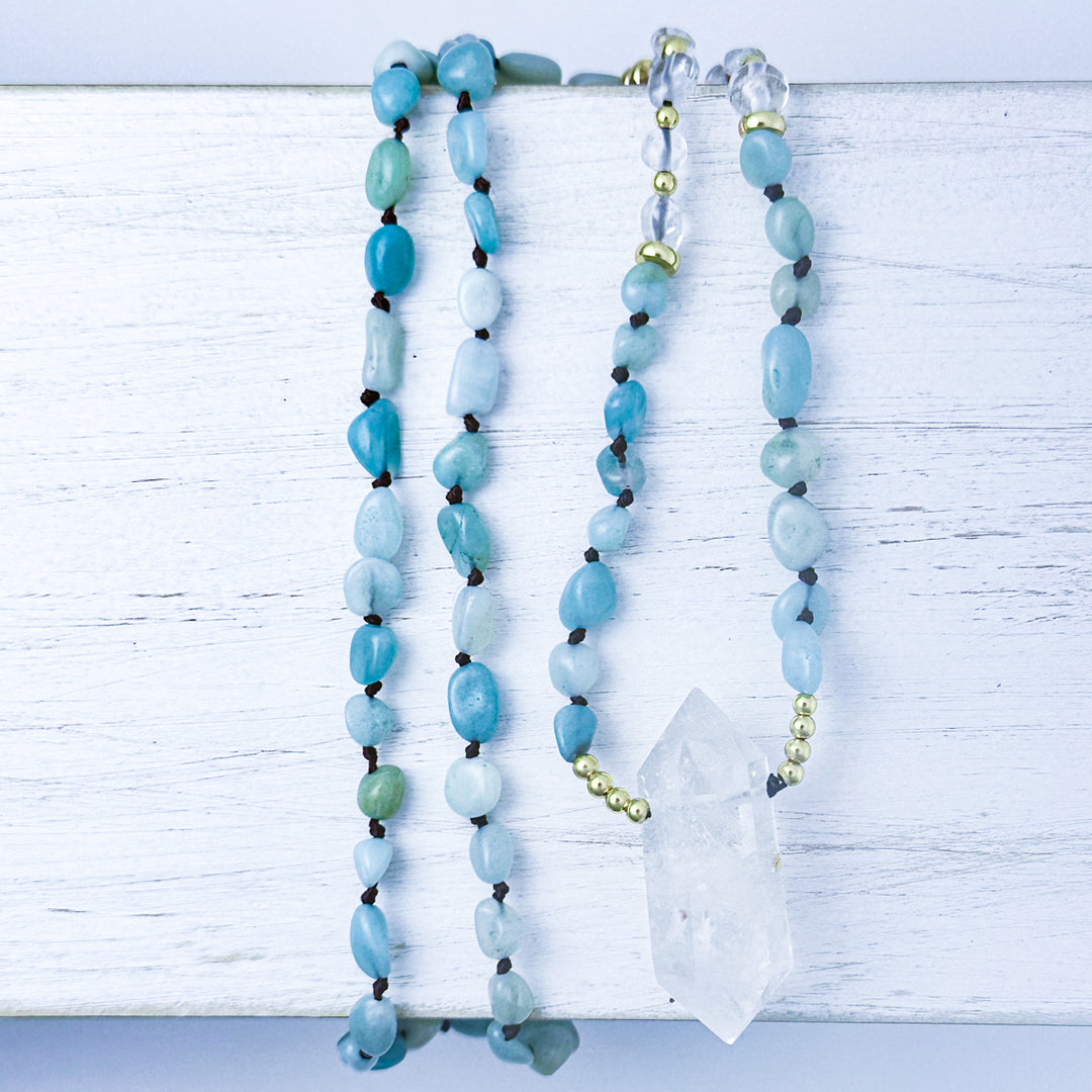 clear quartz & amazonite necklace