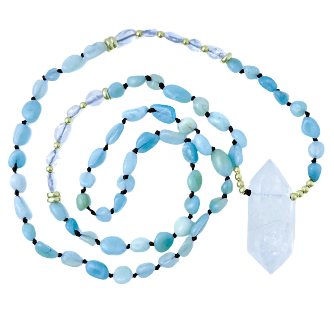 clear quartz & amazonite necklace