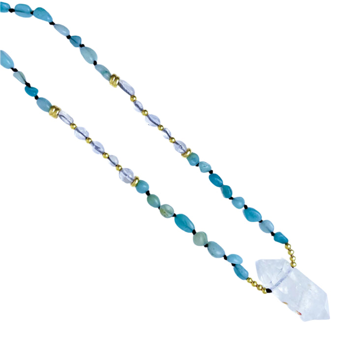 clear quartz & amazonite necklace