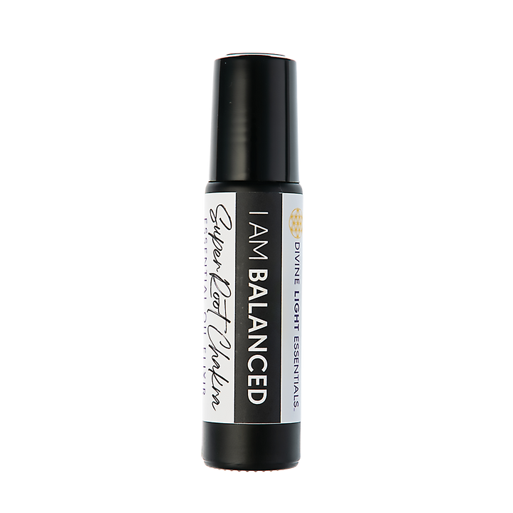 A black roll-on bottle of Divine Light Essentials &