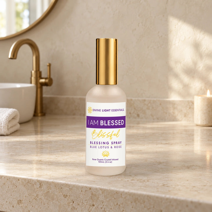 A bottle of Divine Light Essentials &