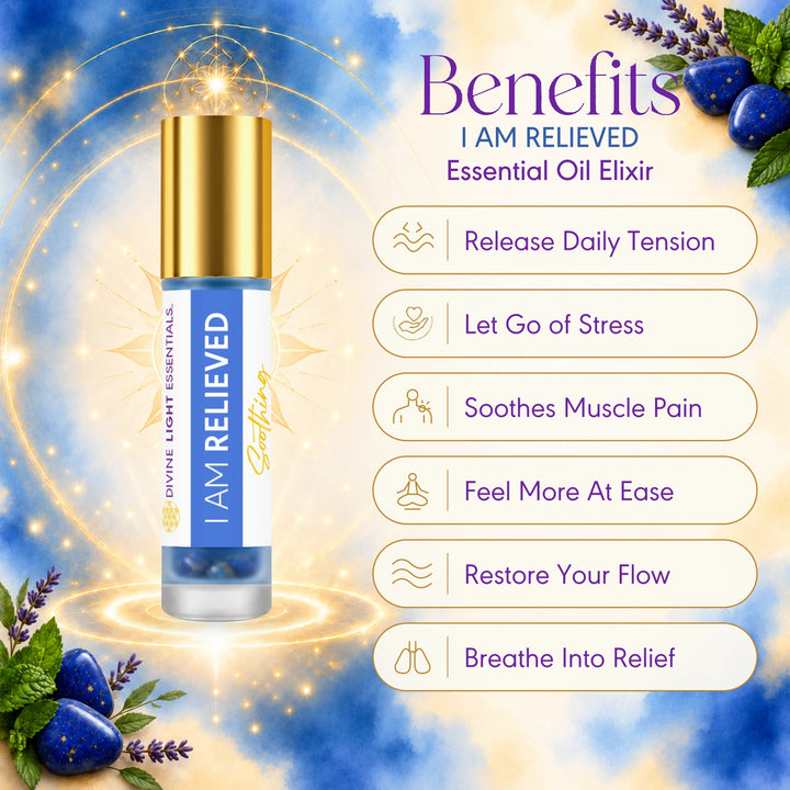A promotional graphic for an essential oil elixir bottle labeled &