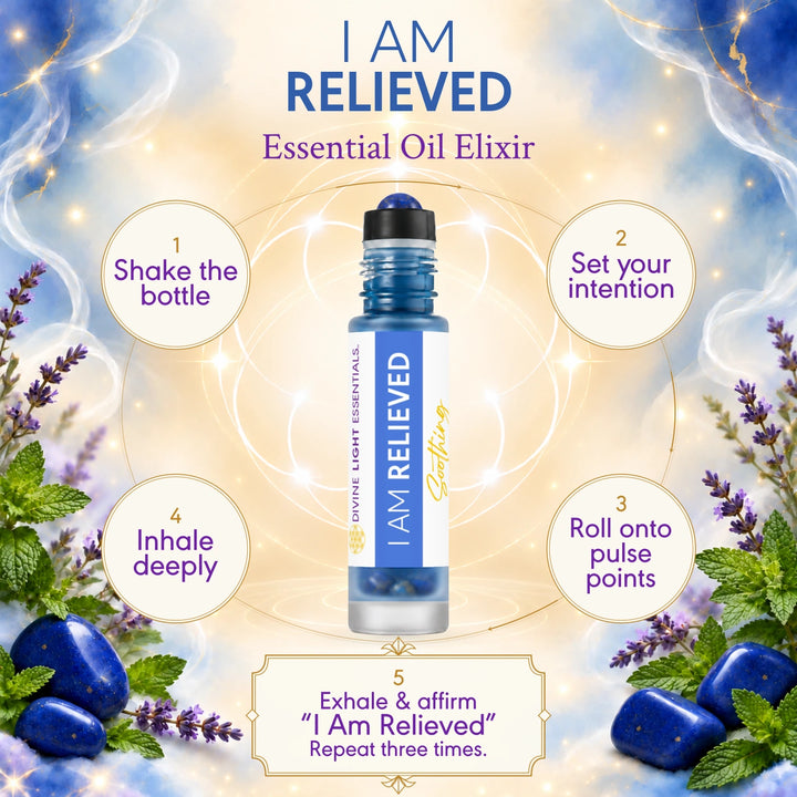 A promotional graphic for an essential oil elixir bottle labeled &