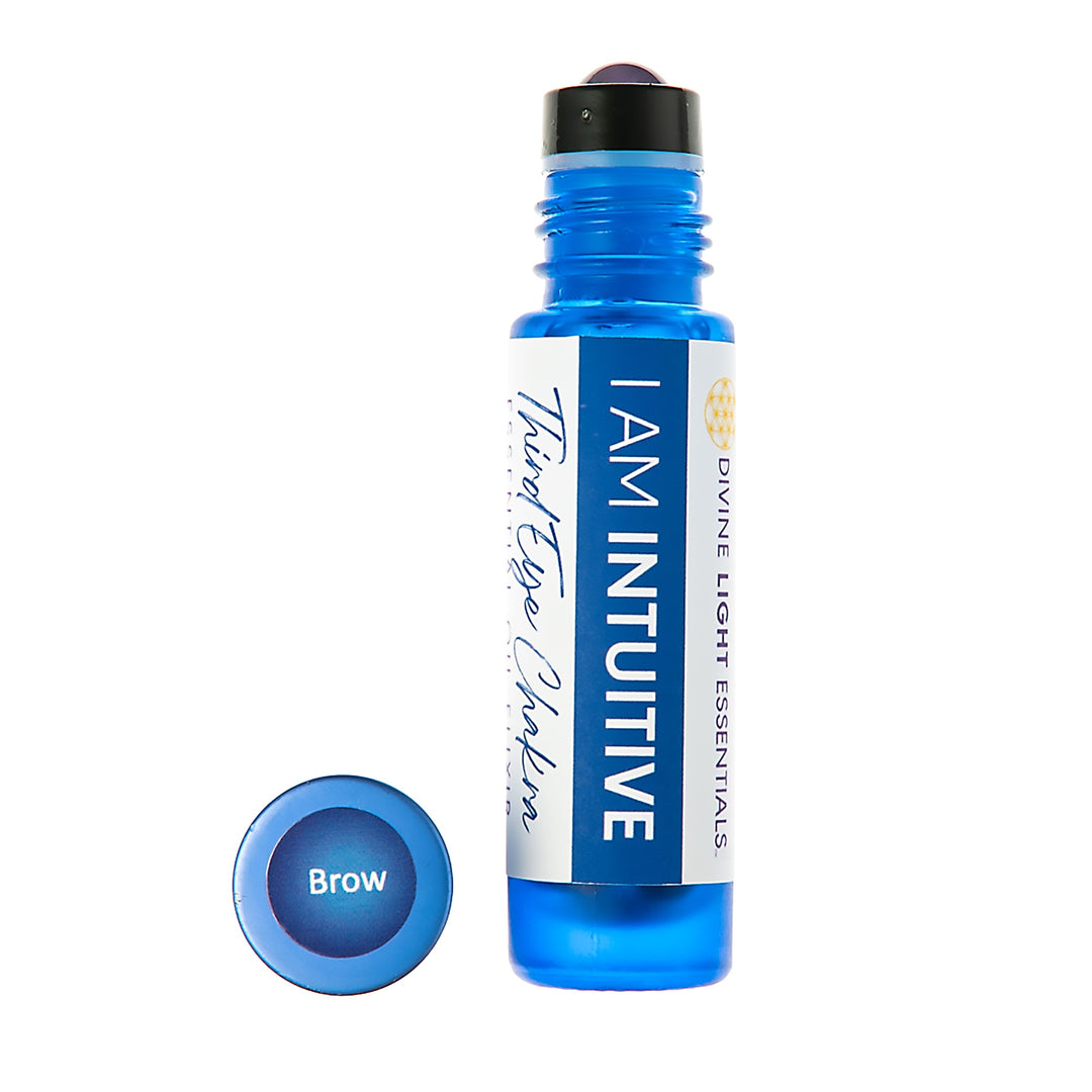 Blue roller bottle labeled &