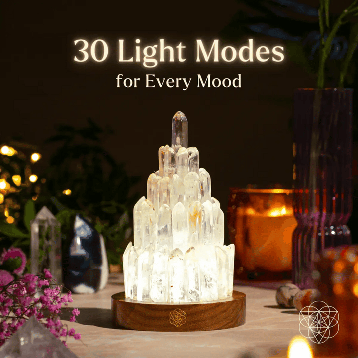 Crystal tower lamp cycling through three light colors