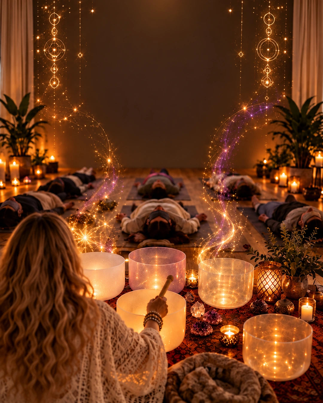 Group Events pathway, sacred everyday spaces concept, mobile portrait. Sound Healing