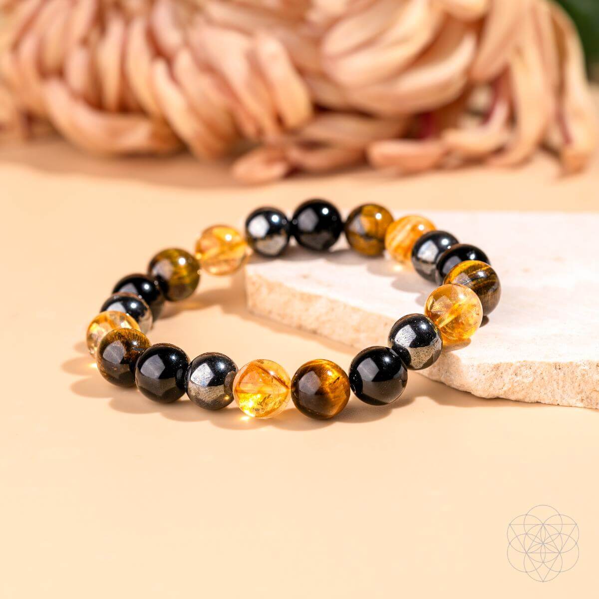 Tiger eye and black obsidian healing bracelet for spiritual ascension and energy balance