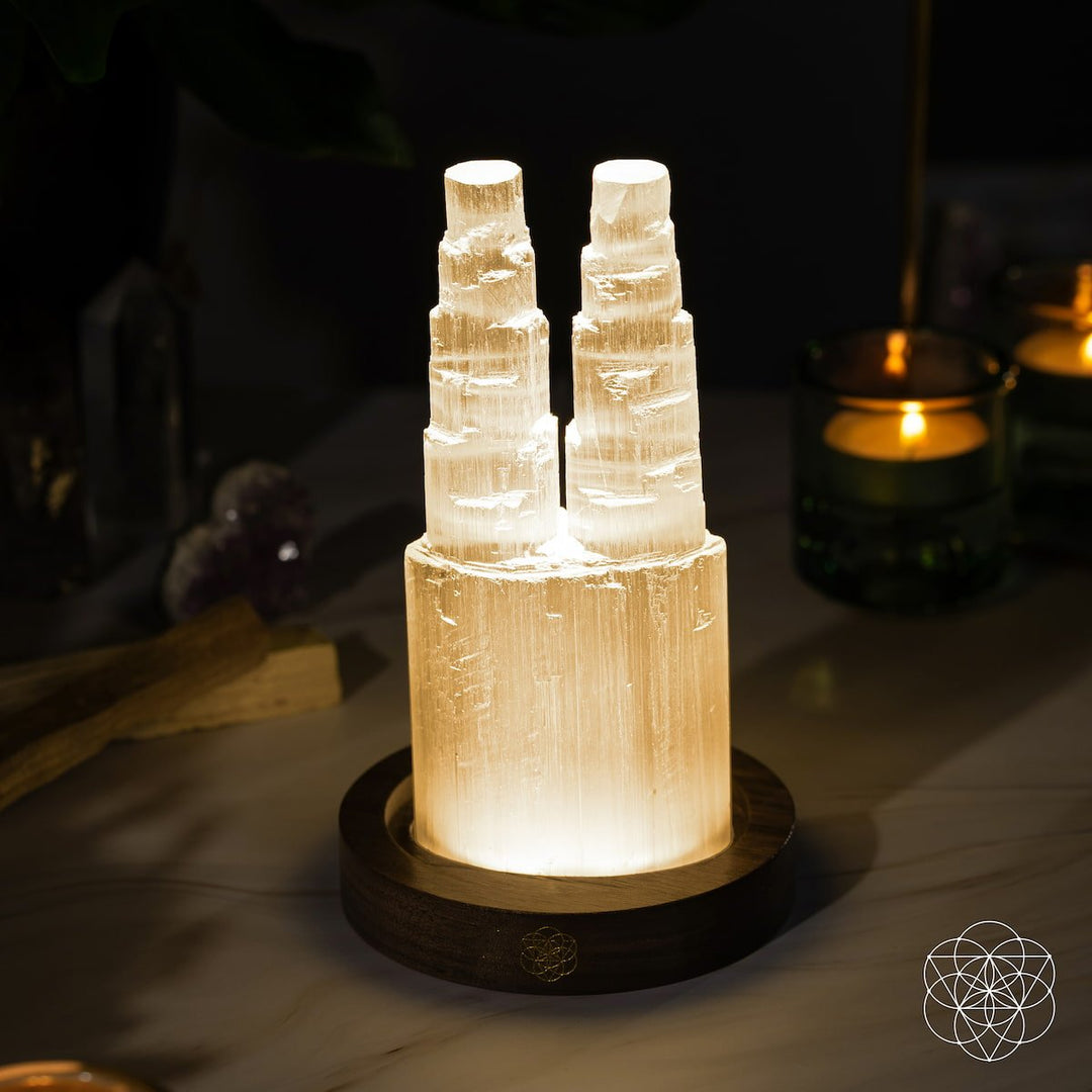 Two-Tower Selenite Lamp – Deep Energy Cleanse & Reset