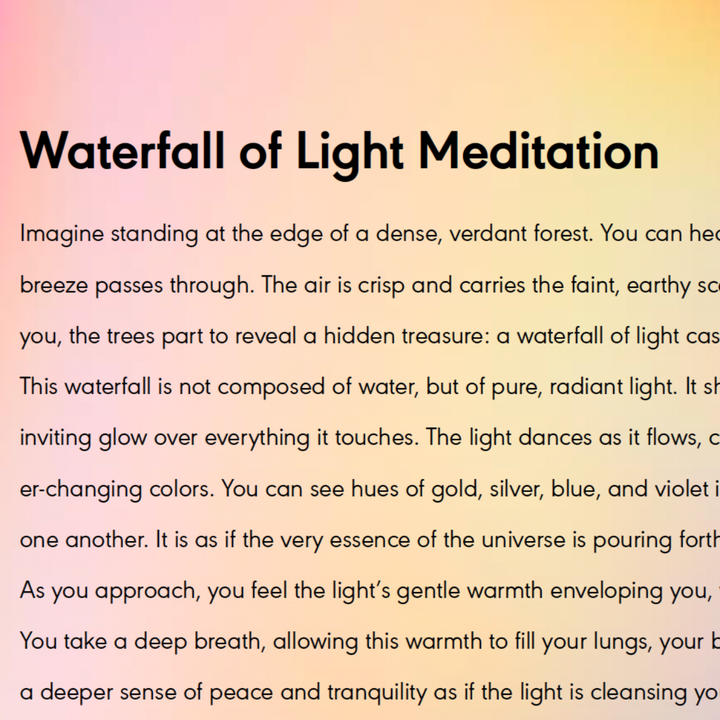 Journey to the Waterfall of Light Meditation - Digital Download PDF